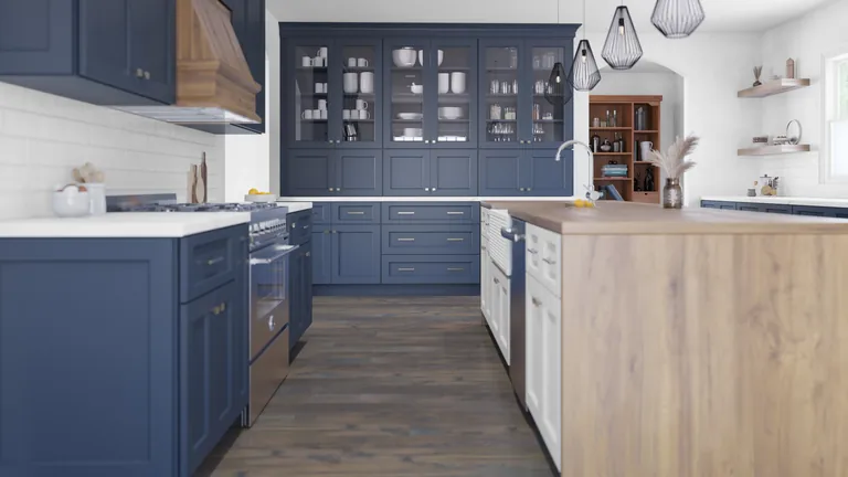 Contemporary St. Louis kitchen featuring custom cabinetry, a spacious central island, and premium appliances