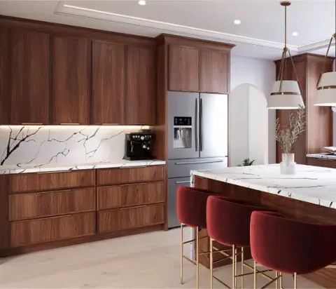Modern kitchen design showcasing premium St. Louis Cabinet Warehouse cabinetry