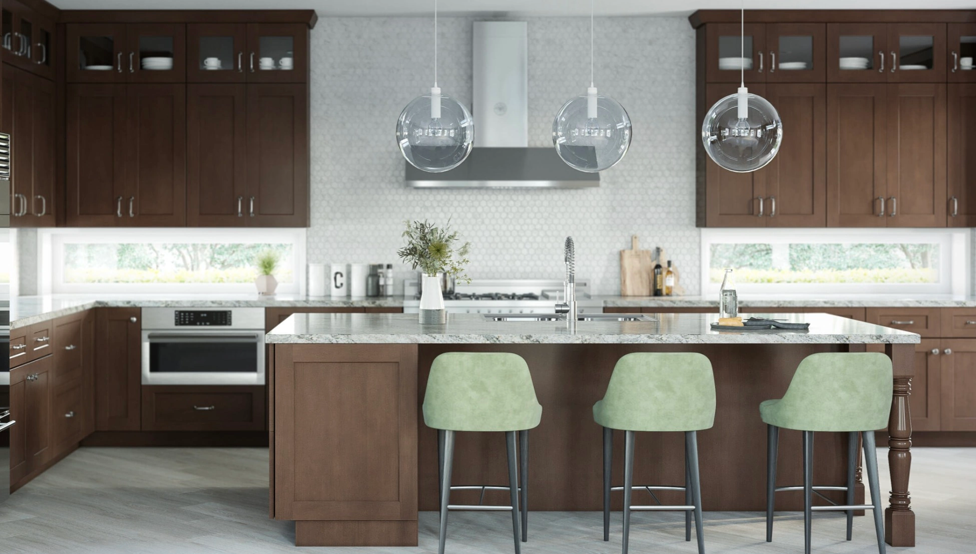 Finished kitchen featuring custom cabinetry supplied by St. Louis Cabinet Warehouse